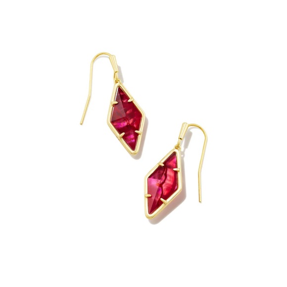 NEW KENDRA SCOTT kinsley drop gold earrings in raspberry illusion